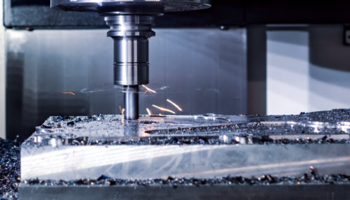 Metalworking CNC milling machine. Cutting metal modern processin